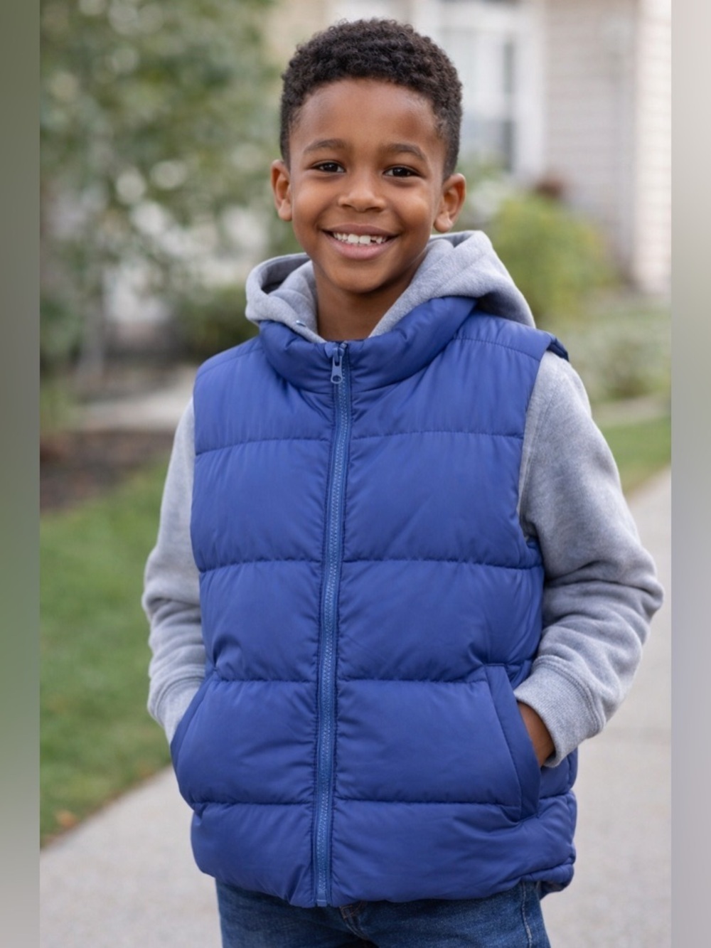 Old Navy Blue Puffer Vest Kids Size L (10-12) Water-Resistant Lightweight